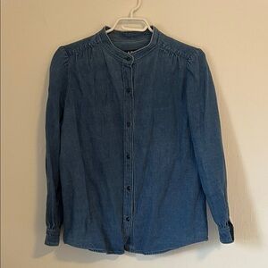A.P.C. Indigo Denim Mandarin Collar Shirt